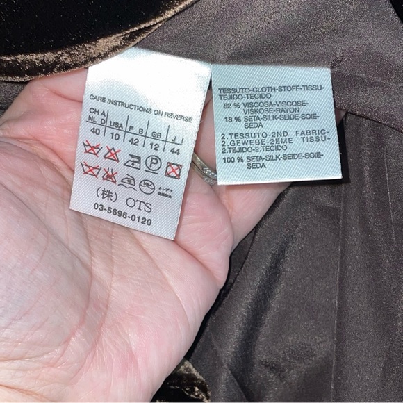 MaxMara | Chocolate Brown Velvet Blazer Jacket Women’s Size 10 Silk Blend - Picture 3 of 4